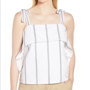Nordstrom glitter stripe cotton linen tank